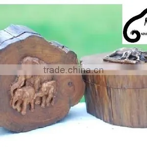 Wood Carved Elephant From Thailand thumbnail-3