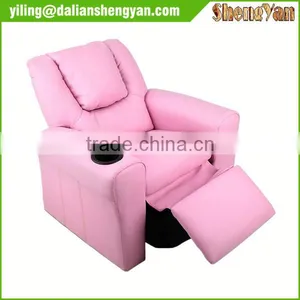 Personalized Hot Vinyl Kids Recliner With Cup Holder And Headrest Pink thumbnail-4