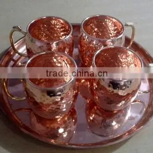 FDA APPROVED 100% PURE COPPER MOSCOW MULE MUG CUPS SET WITH SOLID COPPER SERVING TRAY, SHOT GLASS & STRAWS thumbnail-5
