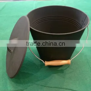 Galvanized Bucket Wooden Handle Coal Hod/fire Tools/Portable High Quality Ash/Ice/coal Bucket/pails Ice Bucket With Lid thumbnail-1