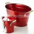 Tin Ice Bucket in Red Color thumbnail-1