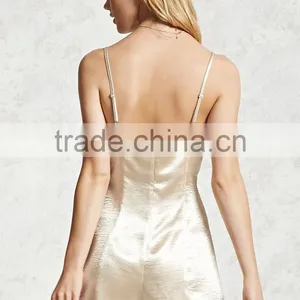 Fancy Pants and Shirts Romper Jumpsuits Women 100% Polyester V Neck Satin Cami Romper thumbnail-4