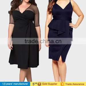 Elegant Plus Size Sexy Cocktail Party Knee Length Fashionable Dress Designs for Fat Women Wear Xxx Large Dress thumbnail-1