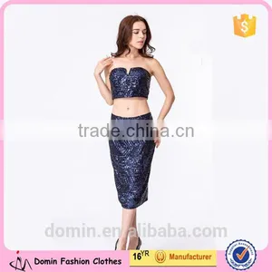 New Fashion Elegant Clothing Manufacturer Women Sequin Top and Skirt thumbnail-1