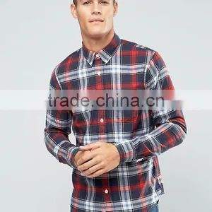 New Design Long Sleeve Button Down Collar Mens Pre-Shrunk 100% Cotton Flannel Lightweight Check Print Comfort Fit Casual Shirts thumbnail-1