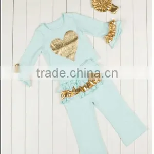 China Product and Low Price Wholesale Golden Autumn Outfits With Headband for 6monthes -8years Baby Kids Warmer thumbnail-4