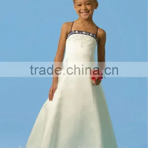 Satin Spaghetti Strap Baby Gown Flower Girl Dresses Royal Blue thumbnail-1