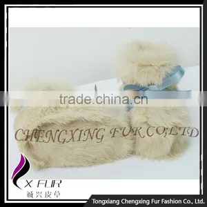 CX-SHOES-07 Genuine Rabbit Fur Cream Cute Infant Shoes Baby Shoes thumbnail-2