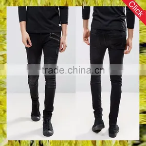 2017 New Style Fashion Black Biker Scratch Jeans Pent Men Skinny Ripped Bulk Wholesale Men's Jeans Pants thumbnail-1