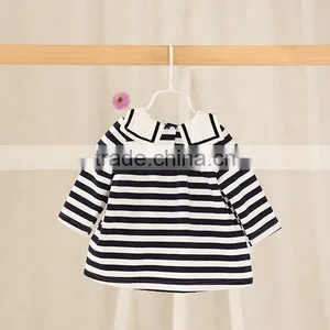 Wholesale Long Sleeve Striped Casual Girls Beautiful Baby Dresses thumbnail-4