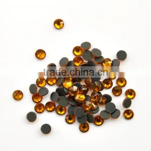 Crystal Shiny Round Flat Back Hot Fix Rhinestones in Topaz for Garment Accessories thumbnail-1