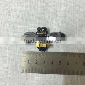 Shiny Black Bees Sequins Beads Rhinestones Appliques Patch Brooch thumbnail-1