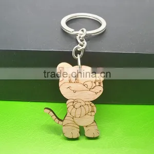 Cartoon Tiger Wood Keychain Characteristic Wood Carving Crafts thumbnail-1