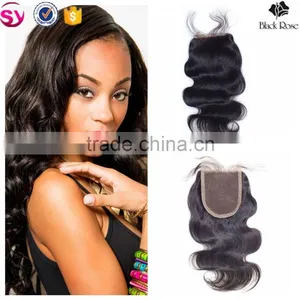 Virgin Hair Bundles With Lace Closure, 4x4 Three Part Cheap Huaman Hair Swiss Full Lace Closure With Baby Hair thumbnail-1