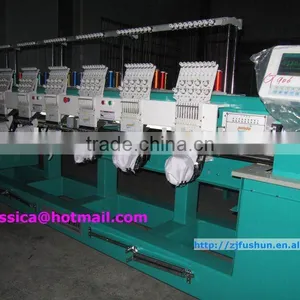 Fushun 906 9needles 6heads Cap Tubular t Shirt and Flat Computerized Embroidery Machine thumbnail-1