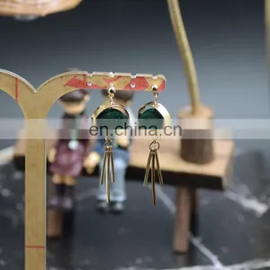 Pom Pom Fashion Jewelry Earrings With Tassel thumbnail-4