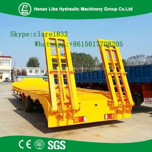 60t Heavy Loading 3 Axle Excavator Shipping Semi Trailer Trucks , High Quality Lowbed Semi Trailer thumbnail-1