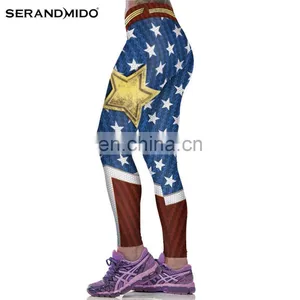 Wonder Woman Sport Fitness Costume High Waist Stretch Gym Trousers Workout Leggings thumbnail-3