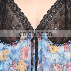 Blue Babydoll Nightwear Printed thumbnail-4
