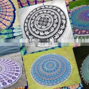 Mandala Round Beach Throw Yoga Mat Table Cover Indian Boho Tapestry Wall Mandala Roundie Hippie Boho 72'' Round Table Cover Yoga thumbnail-1