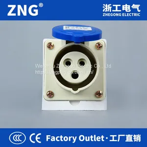 Panel Mounted Industrial Socket 32A 3Pin, 220V 32A 2P+PE IP44 Industrial Socket Stationary thumbnail-2