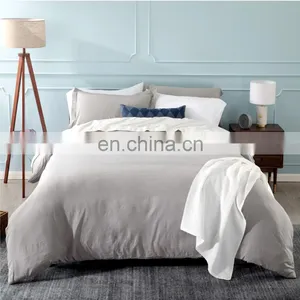 2020 Fashion Durable Solid Color Grey Water Wash Cotton Duvet Cover Sets Bedding thumbnail-4