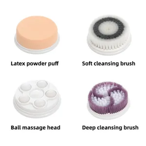 4-1 Rechargeable Facial Cleaning Brush 2019 Amazon Hot Sale Electric Face Scrubber Massage Waterproof Portable Skin Care Tool thumbnail-2