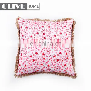 Home Decor Colorful Flower Printed Outdoor Pillow Cushion With Tassels Trimmings thumbnail-4