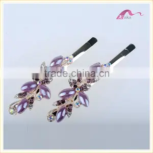Multi Colors Elegant Charming Hair Grips Top Quality Metal Crystal Decoration Flower Ceramic Beads Hair Clips For Girls thumbnail-6