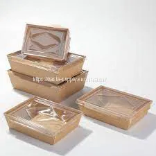 Disposable Paper Food Containers With Lids Eco Friendly Takeaway Disposable Kraft Packaging Compostable thumbnail-1