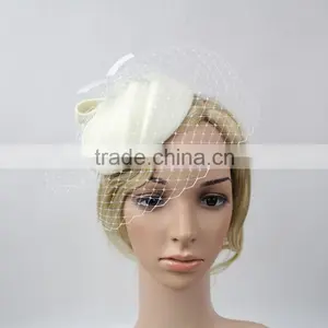 Womens Fascinator Wool Felt Hair Pillbox Hat Veil Cocktail Party Race Fancy Festival Hat thumbnail-4