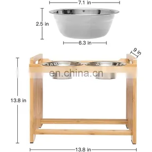 Amazon Hot Selling Wholesale Pet Food Water Feeders Coated Stainless Steel Dog Bowls Cat Iron With Stand Dropshipping thumbnail-2