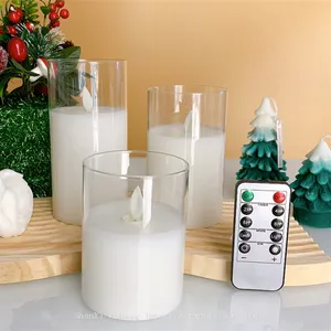 Wholesale Hot Selling Simulation Flame Transparent Candle Set Electroplated Clear Glass LED Candle With Remote Control thumbnail-1