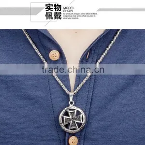 Circle the Cross Pendant Men's Titanium Steel Casting Necklace Gold Silver Color Promotion Gift thumbnail-1