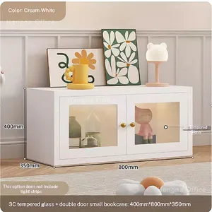 High-End Water-Proof Metal Storage Unit-CBT6584 |French Style Small Bookcase With Rounded Gold Pulls Arched Rainbow Glass Doors thumbnail-2