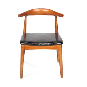 CH20 Elbow Chair Hans J.Wegner 1956 Replica, Solid Wood Dining Chair With Leather Cushion, Mid-Century Modern for Home Hotel Cafe thumbnail-1