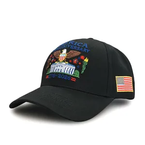 OEM United States of American 250th Anniversary Cap Custom Men 6 Panel Black Embroidery Logo Baseball Hat Sport Cap Classic Adjustable Hat thumbnail-5