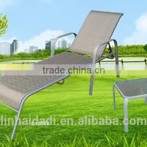 Outdoor 2 Pcs Steel Sling Bench Set With Side Table thumbnail-1