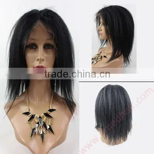 2014 TOP 18 Inch Kinky Straight Indian Remy Full Lace Wig thumbnail-1