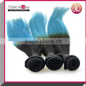 High Quality New Style Double Drawn Blue Two Tone Hair Extension Ombre Hair Extension thumbnail-1