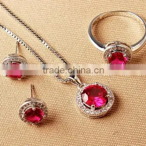 2015 Latest Design Popular Fashion New Design Diamond Ruby Necklace Set thumbnail-1