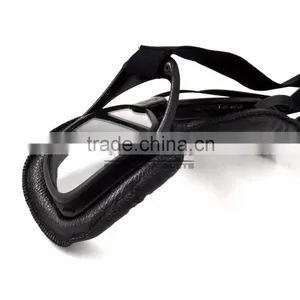 BJ-GT-007 High Quality Black Leather Clear Lens Goggles Motocross thumbnail-5