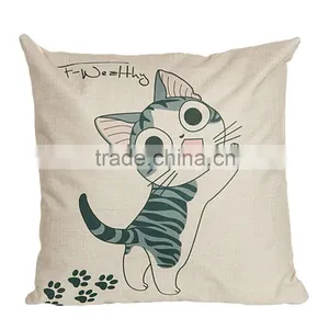 2016 Hot Sale 100% Polyester Home Decorative Cat Printing Linen Cheap Cushion Cover thumbnail-6