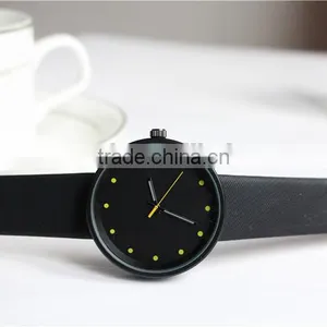 Slim Men Leather Quartz Watch Custom Logo Leather Watches Cheap Version New Arrival Black Leather Band Watches thumbnail-4