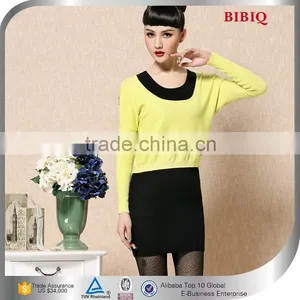Two-piece Dress For Black And Yellow Mini Long Sleeve thumbnail-1