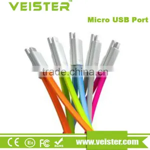Veister 22cm Magnet Flat Noodle Micro USB Data Sync Charger Cable For Samsung and for IPhone 56 thumbnail-1