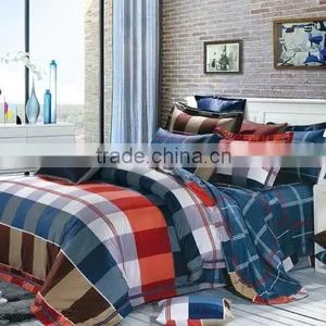 100% Cotton New Design Grid Bed Sheet Set thumbnail-1