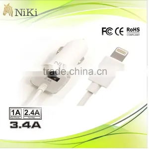 Electric Car Charger With Round Usb Cable 5v 3.4a Car Charger for All Smartphones thumbnail-1