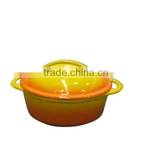 Cast Iron Enamel Pots Orange thumbnail-1