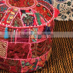 Ethnic Poof Indian Pouf Ottoman Storage Pouf Cover Footstool Bohemian Gypsy Decor thumbnail-4